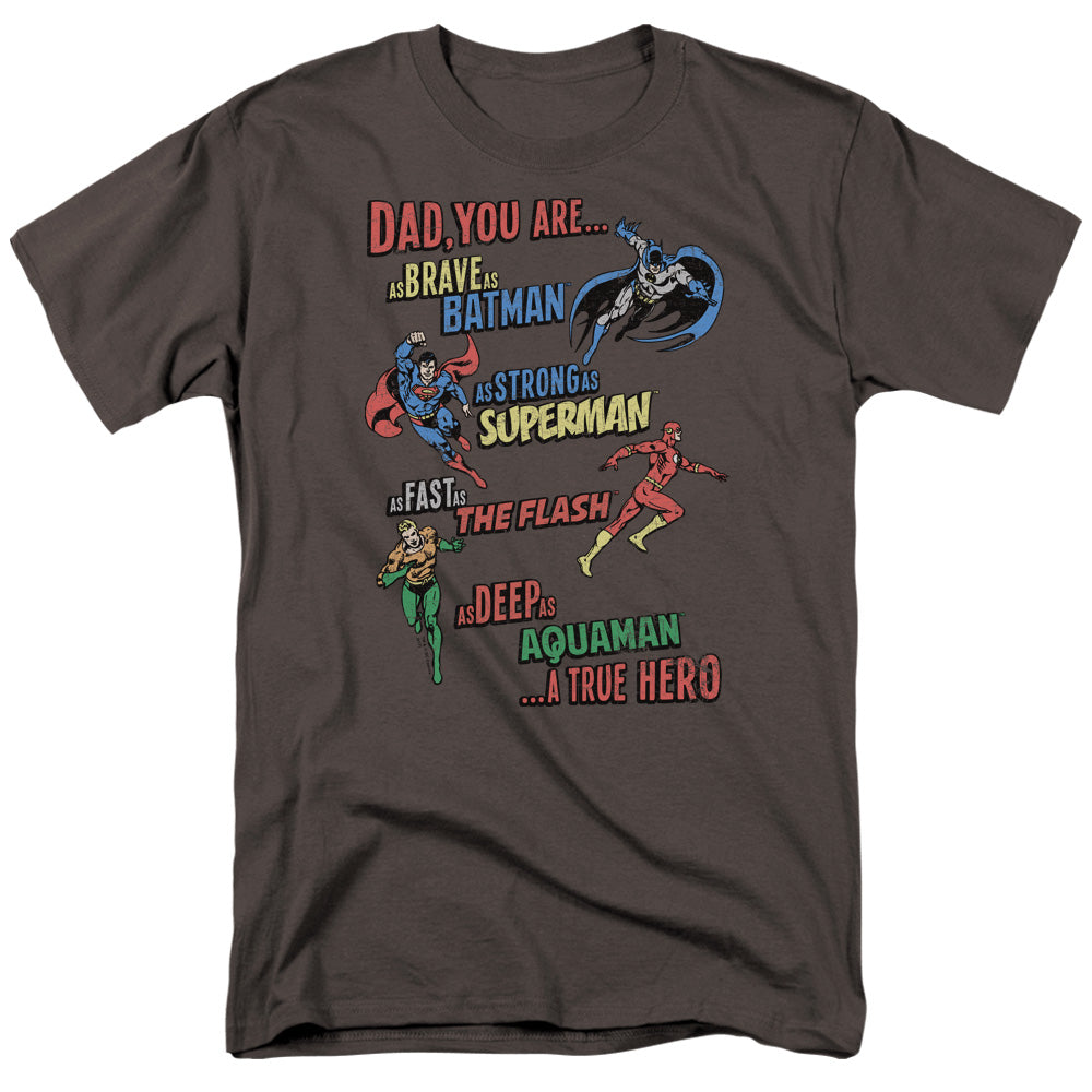 Justice League Of America Dad Hero Mens T Shirt Charcoal