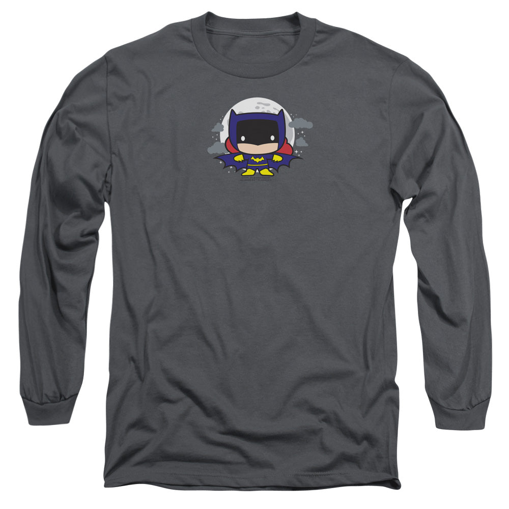 Jla Batgirl Chibi Mens Long Sleeve Shirt Charcoal Officially Licensed
