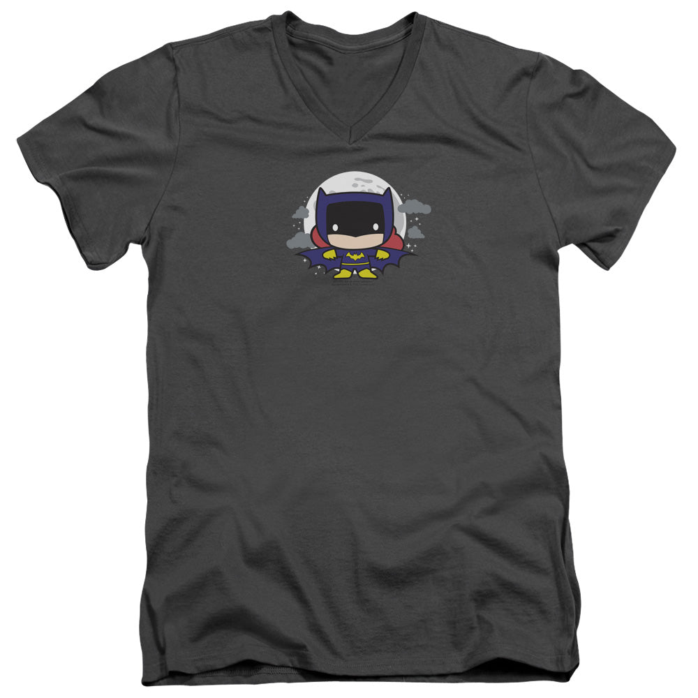 Justice League Batgirl Chibi Mens Slim Fit V-Neck T Shirt Charcoal
