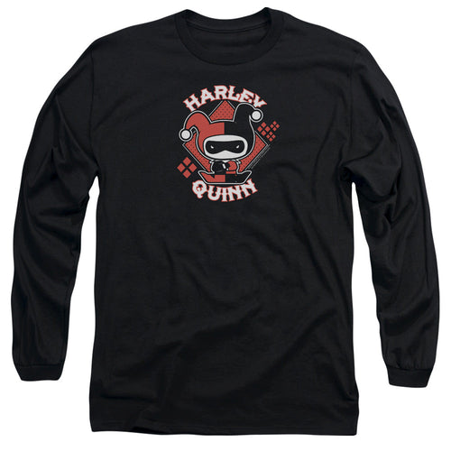 Justice League Harley Chibi Mens Long Sleeve Shirt Black