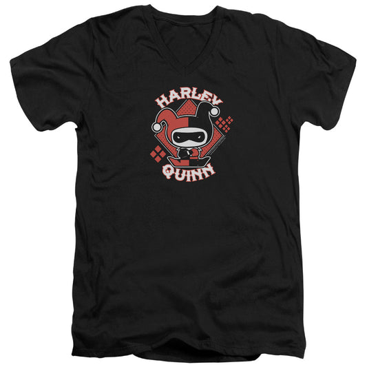 Justice League Harley Chibi Mens Slim Fit V-Neck T Shirt Black