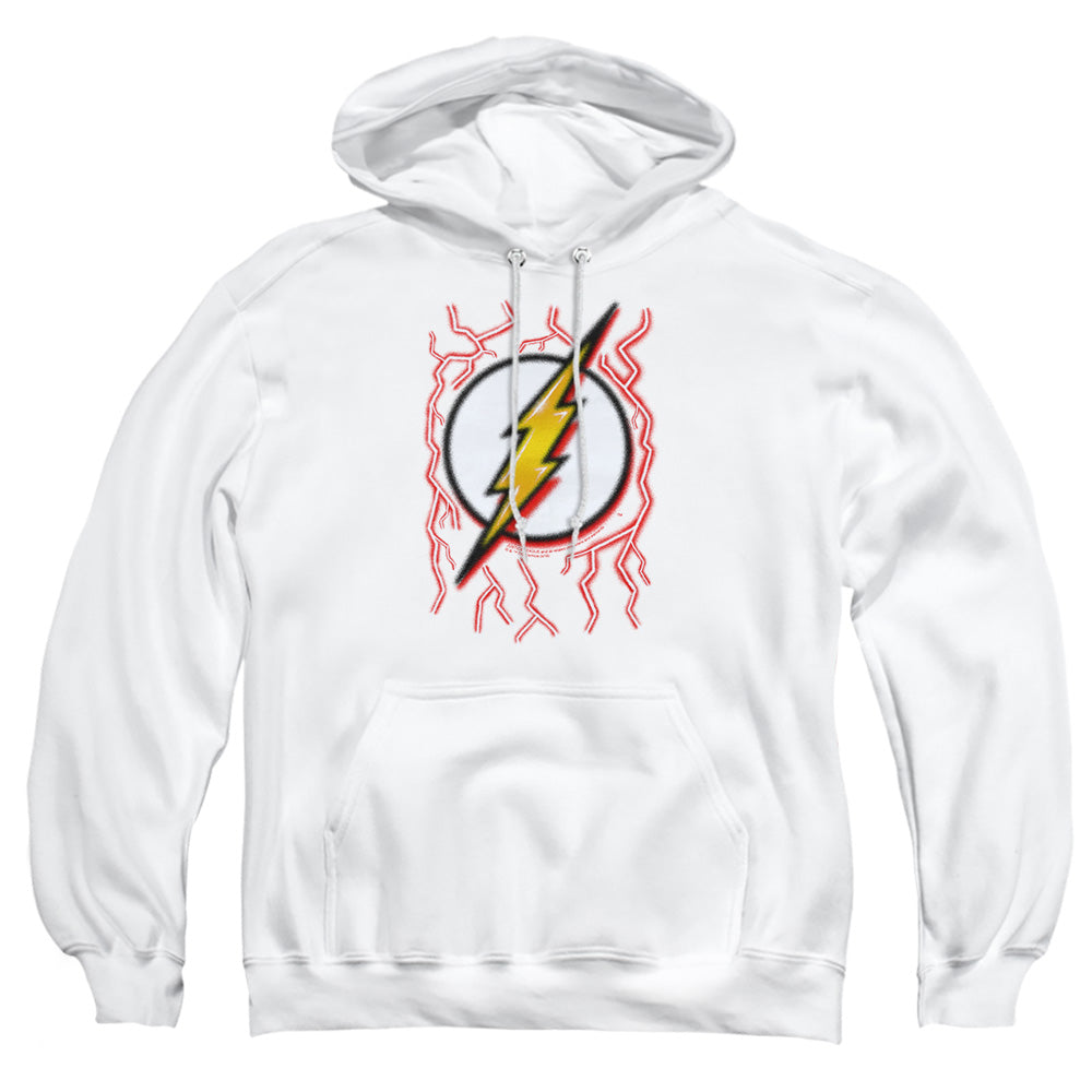 Dc Flash Airbrush Bolt Mens Hoodie White