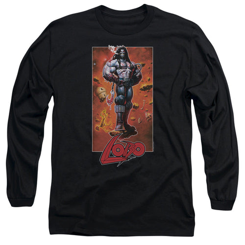 Justice League Lobo Pose Mens Long Sleeve Shirt Black