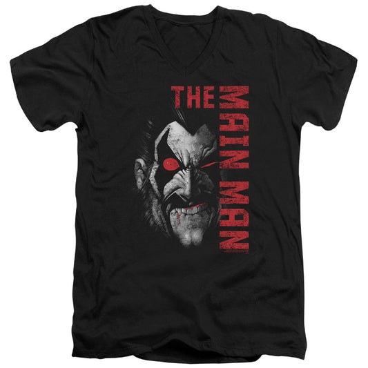 Justice League Main Man Mens Slim Fit V-Neck T Shirt Black