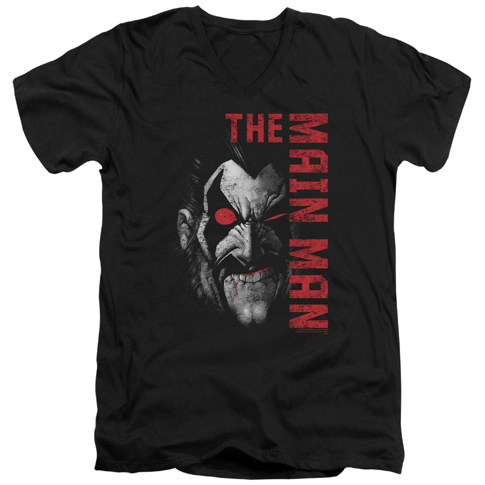 Justice League Main Man Mens Slim Fit V-Neck T Shirt Black