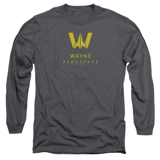 Justice League Wayne Aerospace Mens Long Sleeve Shirt Charcoal Officially Licensed