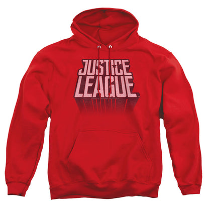 Justice League Movie League Distressed Mens Hoodie Red