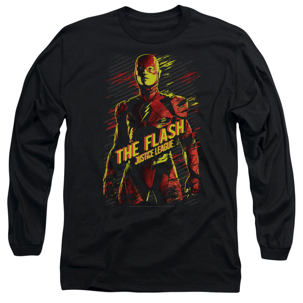 Justice League Movie The Flash Mens Long Sleeve Shirt Black Officially Licensed