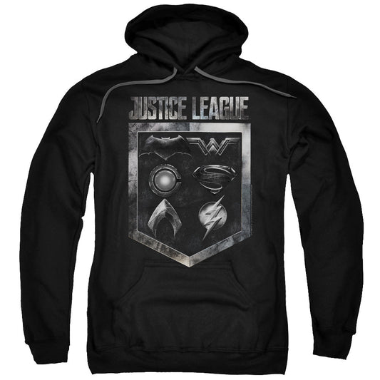 Justice League Movie Shield of Emblems Mens Hoodie Black