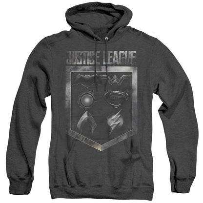Justice League Movie Shield Of Emblems Heather Mens Hoodie Black