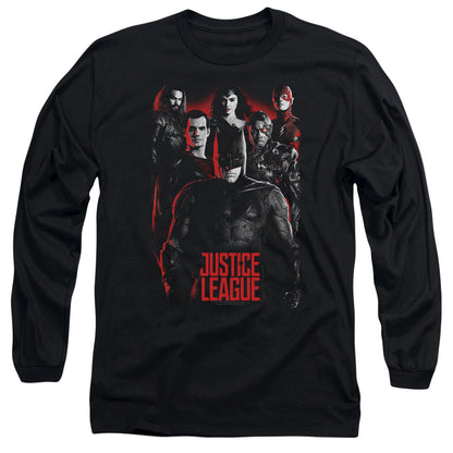 Justice League Movie The League Mens Long Sleeve Shirt Black Officially Licensed
