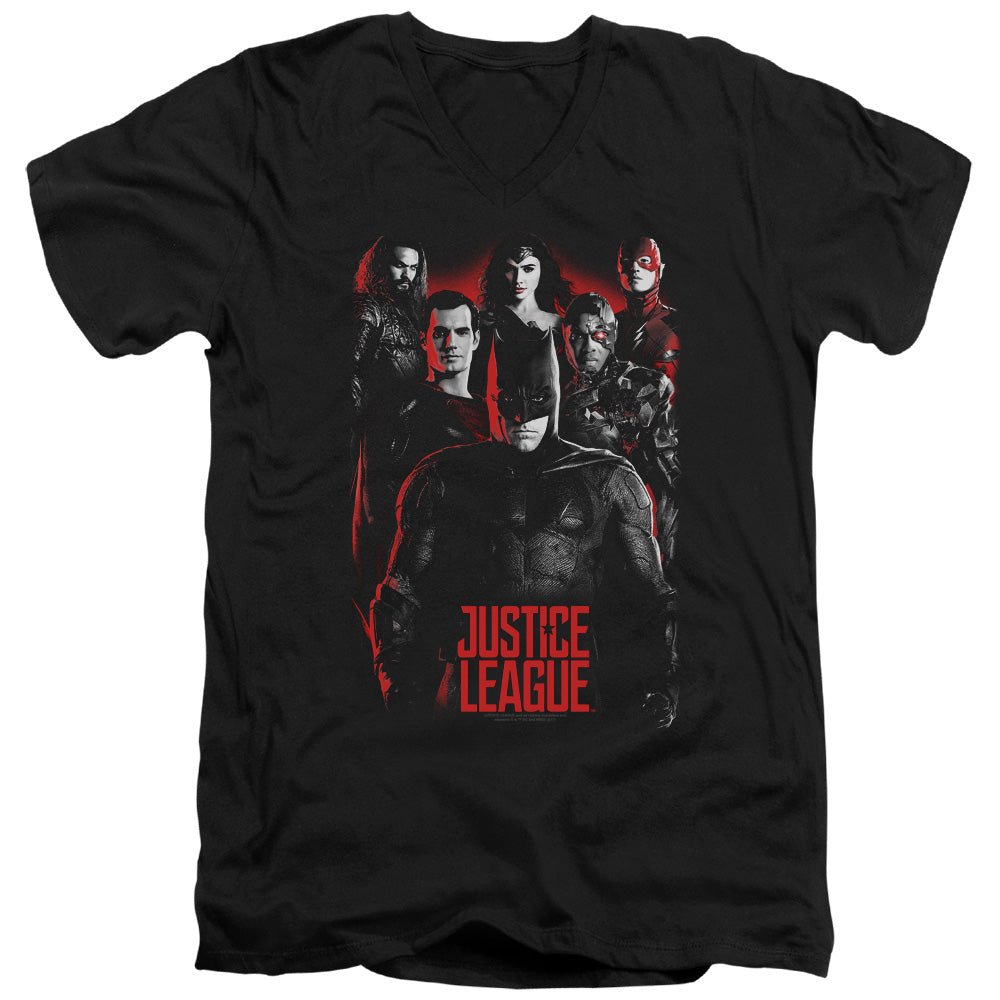 Justice League Movie the League Mens Slim Fit V-Neck T Shirt Black