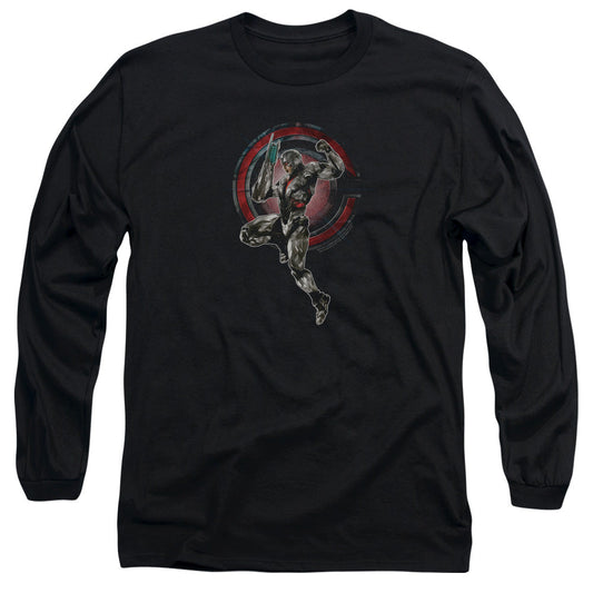 Justice League Movie Cyborg Mens Long Sleeve Shirt Black Officially Licensed