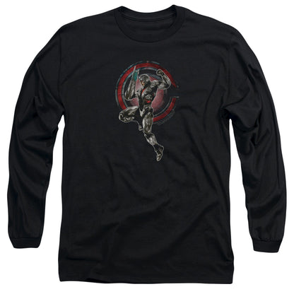 Justice League Movie Cyborg Mens Long Sleeve Shirt Black Officially Licensed