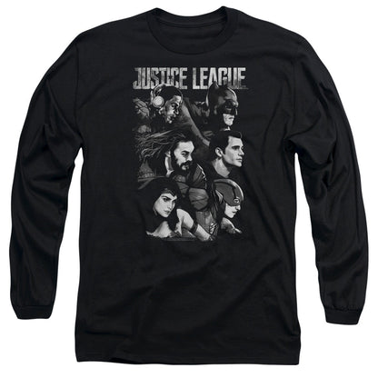 Justice League Movie Pushing Forward Mens Long Sleeve Shirt Black