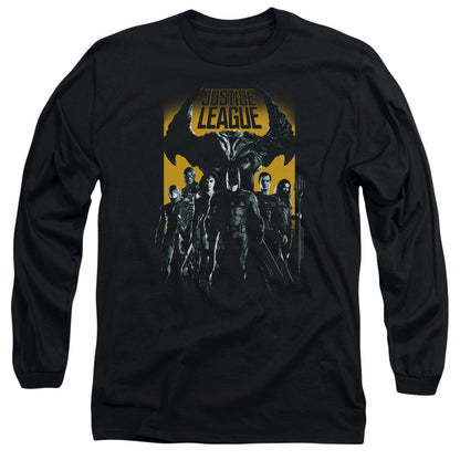 Justice League Movie Stand Up To Evil Mens Long Sleeve Shirt Black Officially Licensed