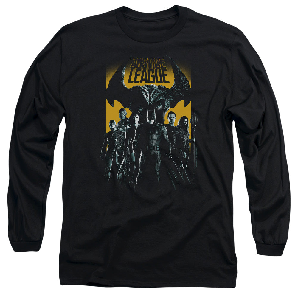 Justice League Movie Stand Up To Evil Mens Long Sleeve Shirt Black Officially Licensed
