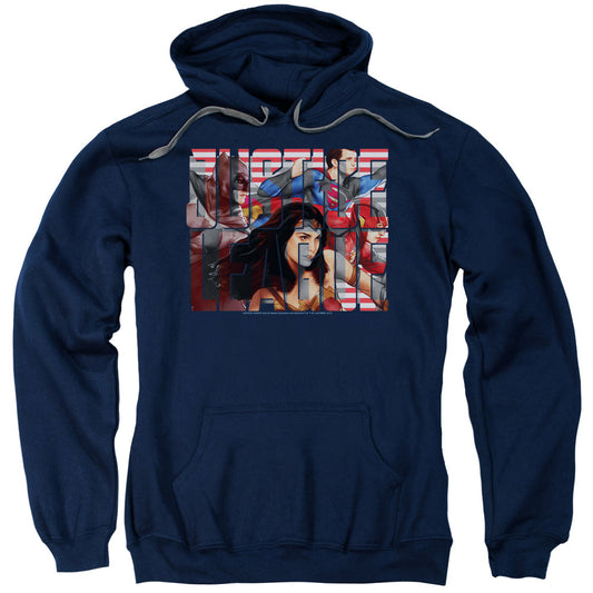 Justice League Movie Rally Mens Hoodie Navy Blue