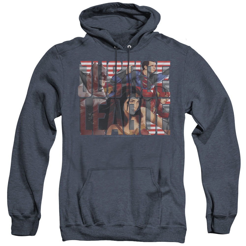 Justice League Movie Rally Heather Mens Hoodie Navy