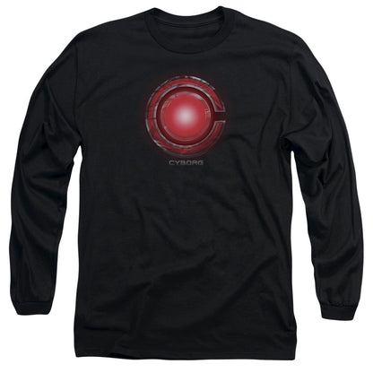 Justice League Movie Cyborg Logo Mens Long Sleeve Shirt Black