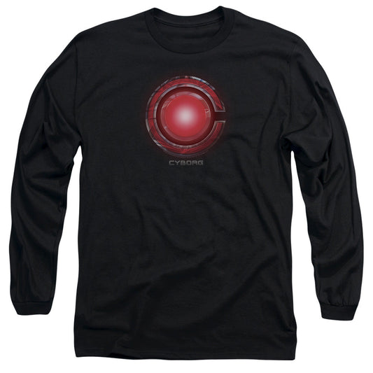 Justice League Movie Cyborg Logo Mens Long Sleeve Shirt Black