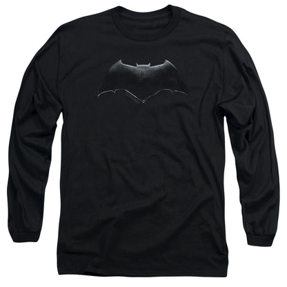 Justice League Movie Batman Logo Mens Long Sleeve Shirt Black Officially Licensed