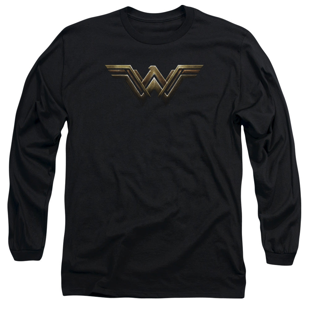 Justice League Movie Wonder Woman Logo Mens Long Sleeve Shirt Black Officially Licensed