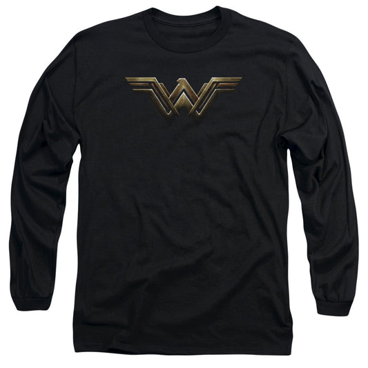 Justice League Movie Wonder Woman Logo Mens Long Sleeve Shirt Black Officially Licensed