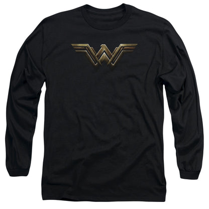 Justice League Movie Wonder Woman Logo Mens Long Sleeve Shirt Black Officially Licensed
