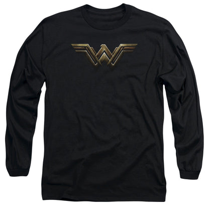 Justice League Movie Wonder Woman Logo Mens Long Sleeve Shirt Black Officially Licensed