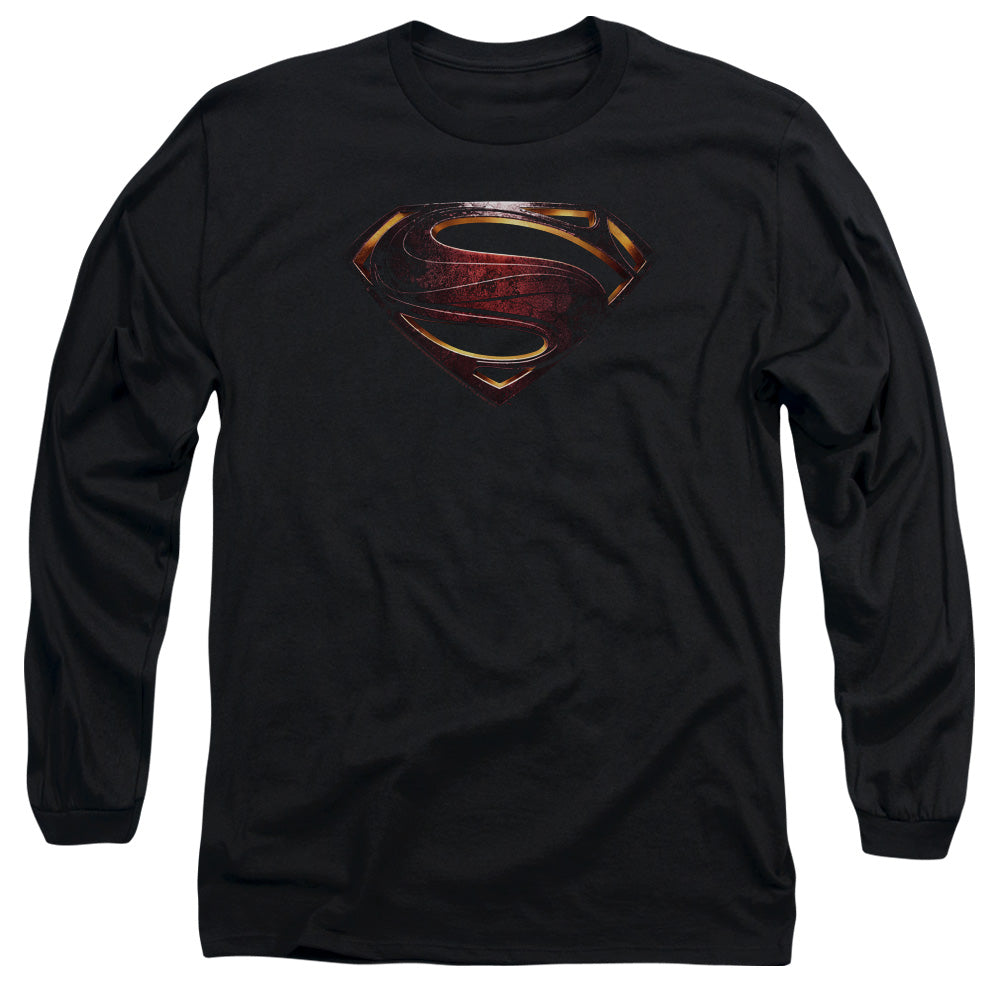 Justice League Movie Superman Logo Mens Long Sleeve Shirt Black Officially Licensed