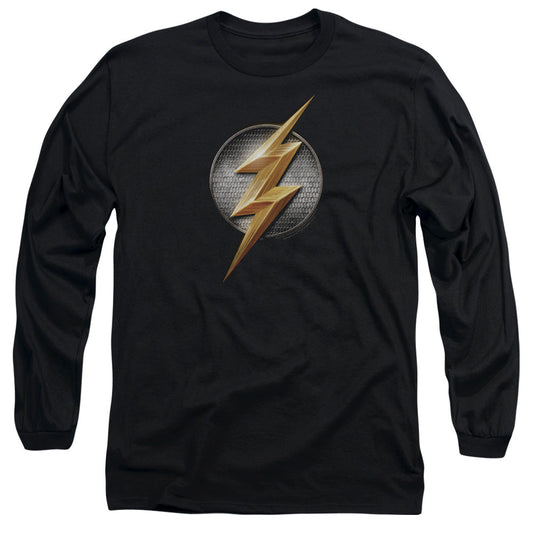 Justice League Movie Flash Logo Mens Long Sleeve Shirt Black Officially Licensed