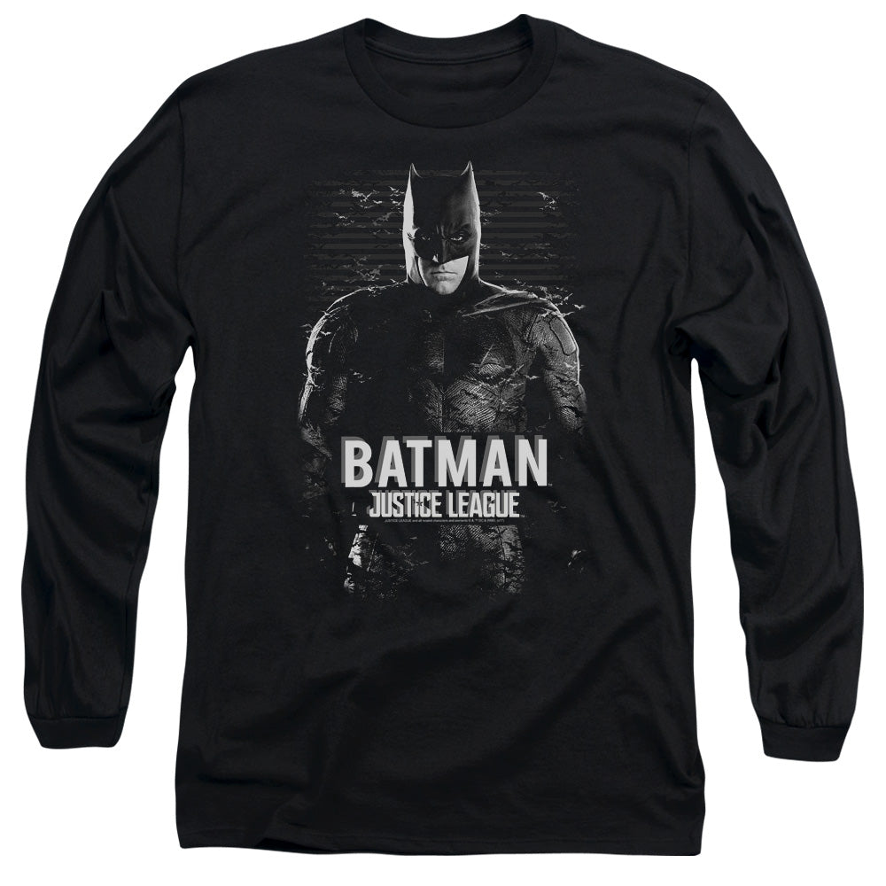 Justice League Movie Batman Mens Long Sleeve Shirt Black Officially Licensed