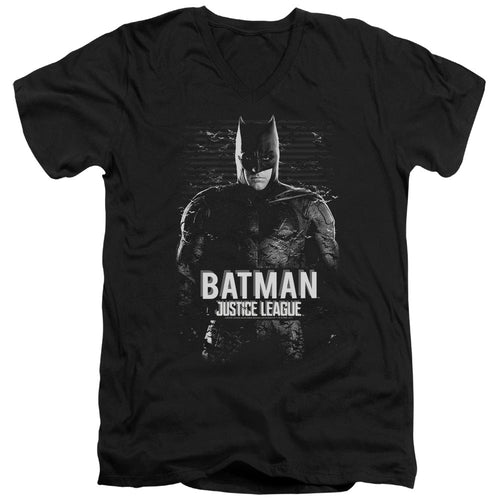 Justice League Movie Batman Mens Slim Fit V-Neck T Shirt Black