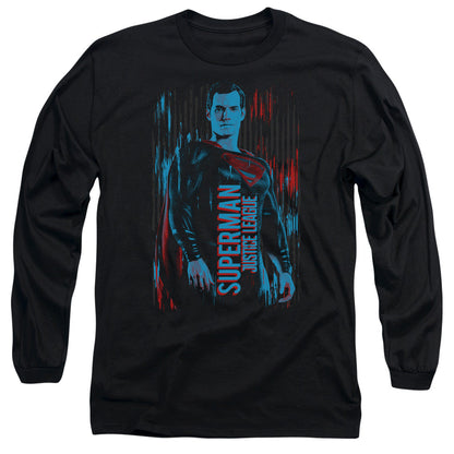 Justice League Movie Superman Mens Long Sleeve Shirt Black Officially Licensed