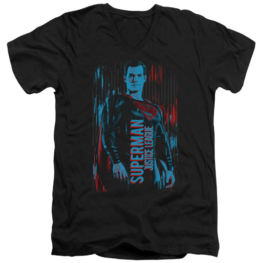 Justice League Movie Superman Mens Slim Fit V-Neck T Shirt Black