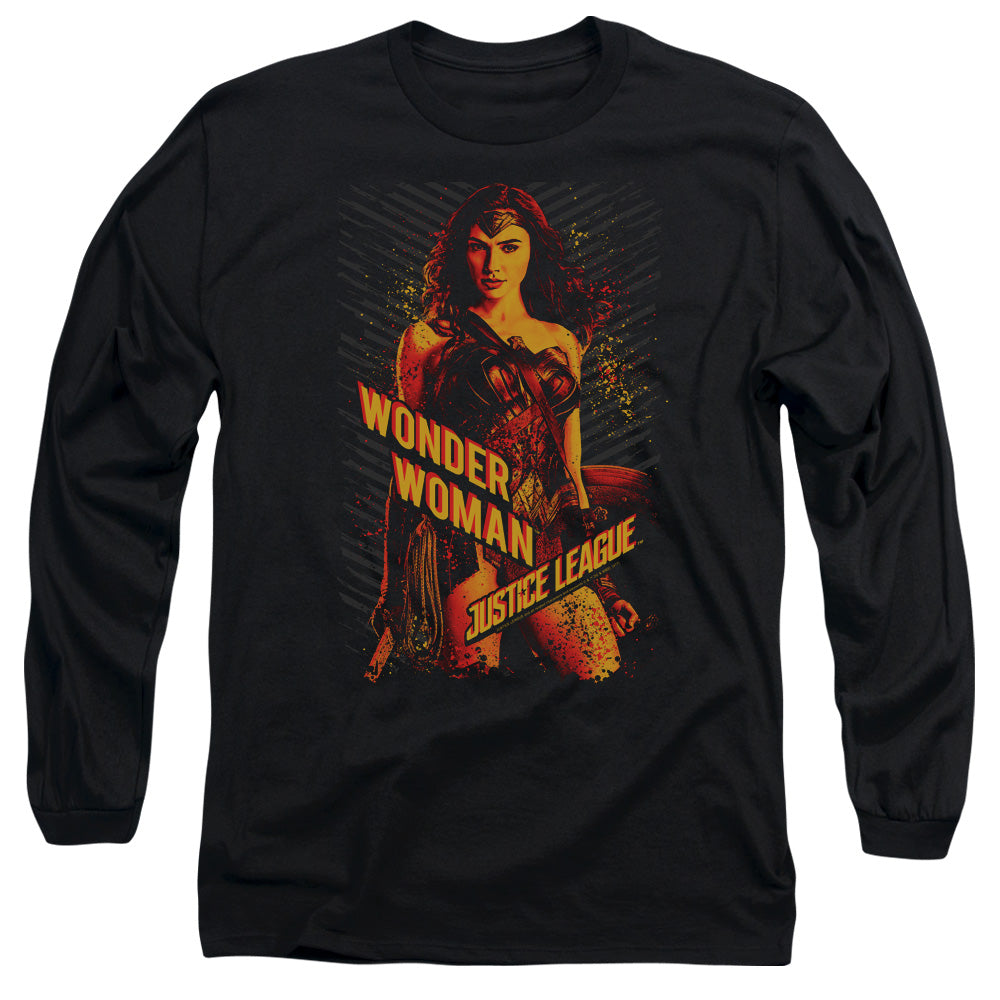 Justice League Movie Wonder Woman Mens Long Sleeve Shirt Black Officially Licensed