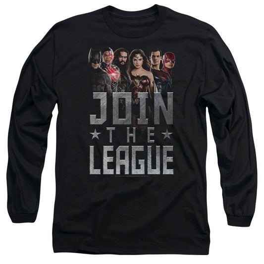 Justice League Movie Join The League Mens Long Sleeve Shirt Black Officially Licensed