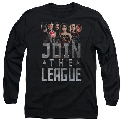 Justice League Movie Join The League Mens Long Sleeve Shirt Black Officially Licensed