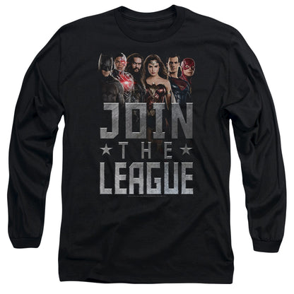 Justice League Movie Join The League Mens Long Sleeve Shirt Black Officially Licensed