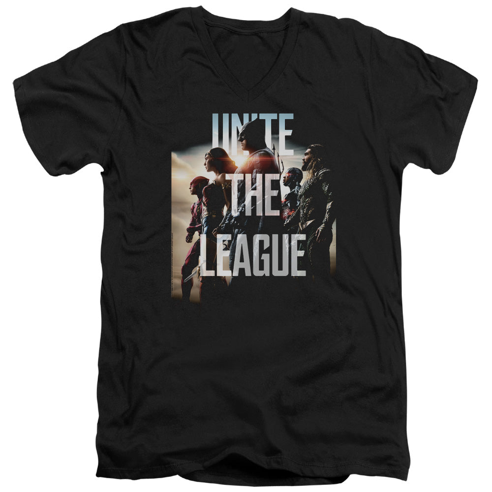 Justice League Movie Dawn Mens Slim Fit V-Neck T Shirt Black
