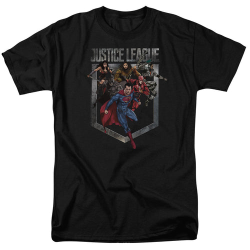 Justice League Movie Charge Mens T Shirt Black
