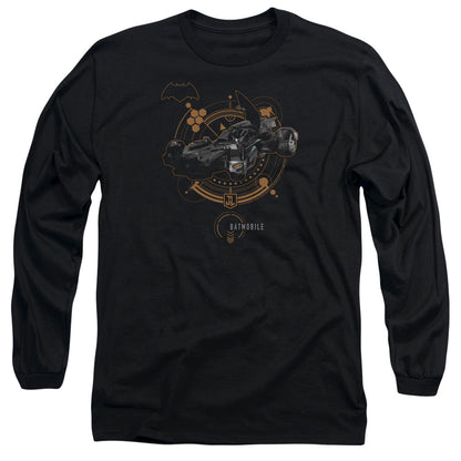 Justice League Movie Batmobile Mens Long Sleeve Shirt Black Officially Licensed