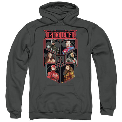 Justice League Movie League of Six Mens Hoodie Charcoal