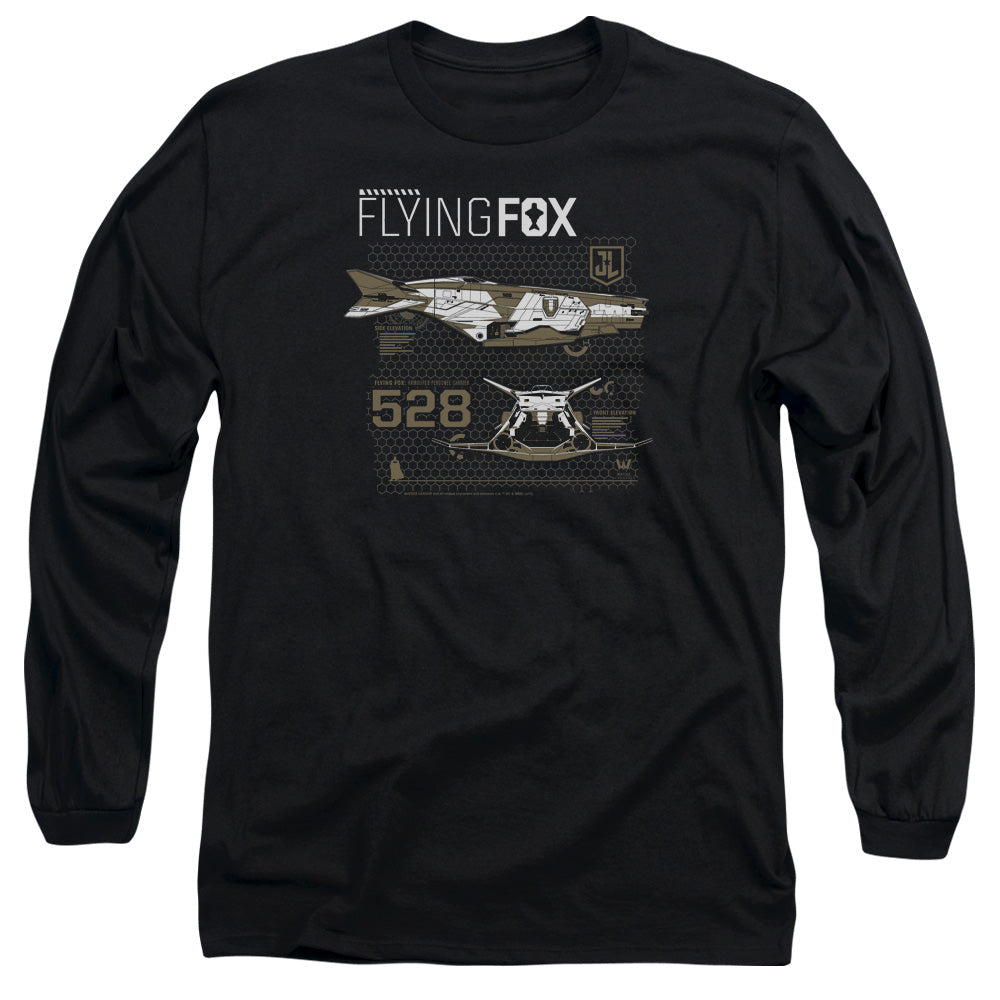 Justice League Movie Flying Fox Mens Long Sleeve Shirt Black Officially Licensed