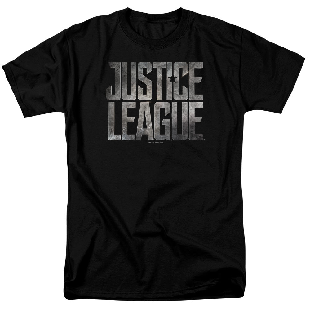 Justice League Movie Metal Logo Mens T Shirt Black