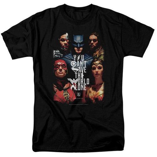 Justice League Movie Save The World Poster Mens T Shirt Black