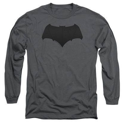 Justice League Movie Batman Logo Mens Long Sleeve Shirt Charcoal