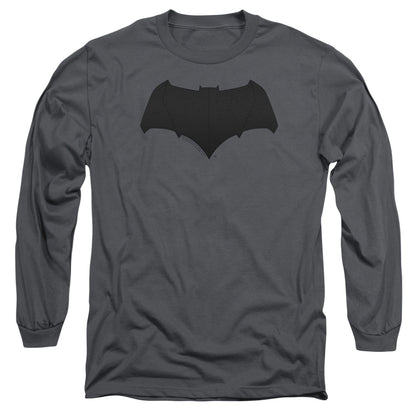 Justice League Movie Batman Logo Mens Long Sleeve Shirt Charcoal Officially Licensed
