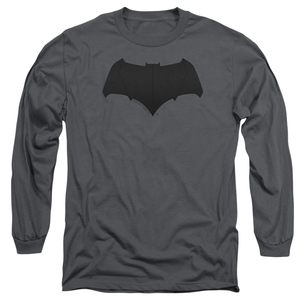 Justice League Movie Batman Logo Mens Long Sleeve Shirt Charcoal Officially Licensed